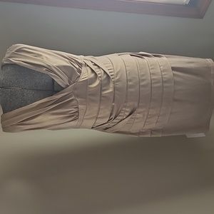 Connected Apparel metallic gold ruched dress